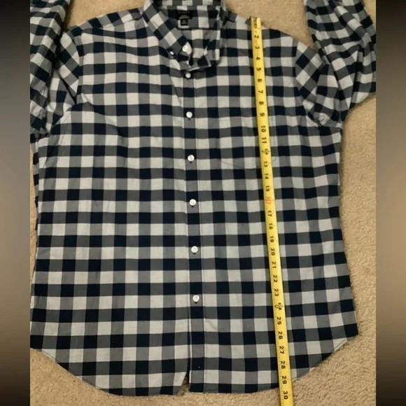 J. Crew Flex Washed Classic Fit Men’s XL Blue Check Button Down Shirt - Picture 7 of 7